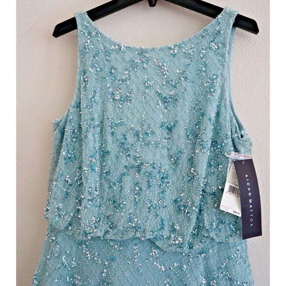 Aidan Mattox MD1E207198 Women's Sz 4 Mint Boatneck Beaded Fit-&-Flare Dress $450 - Picture 5 of 12